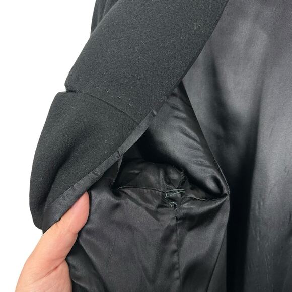 Vintage 100% Cashmere Burlington Collection Black Midi Classic Overcoat Sz Large - Picture 11 of 12